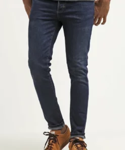 Pier One Uomo DISTRESSED DENIM SLIM FIT - Jeans Slim Fit - Dark Blue Denim