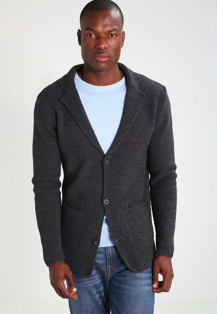 Pier One Uomo Cardigan - Mottled Dark Grey