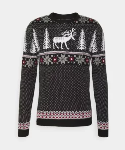 Pier One Uomo WINTERY CHRISTMAS JUMPER - Maglione - Black