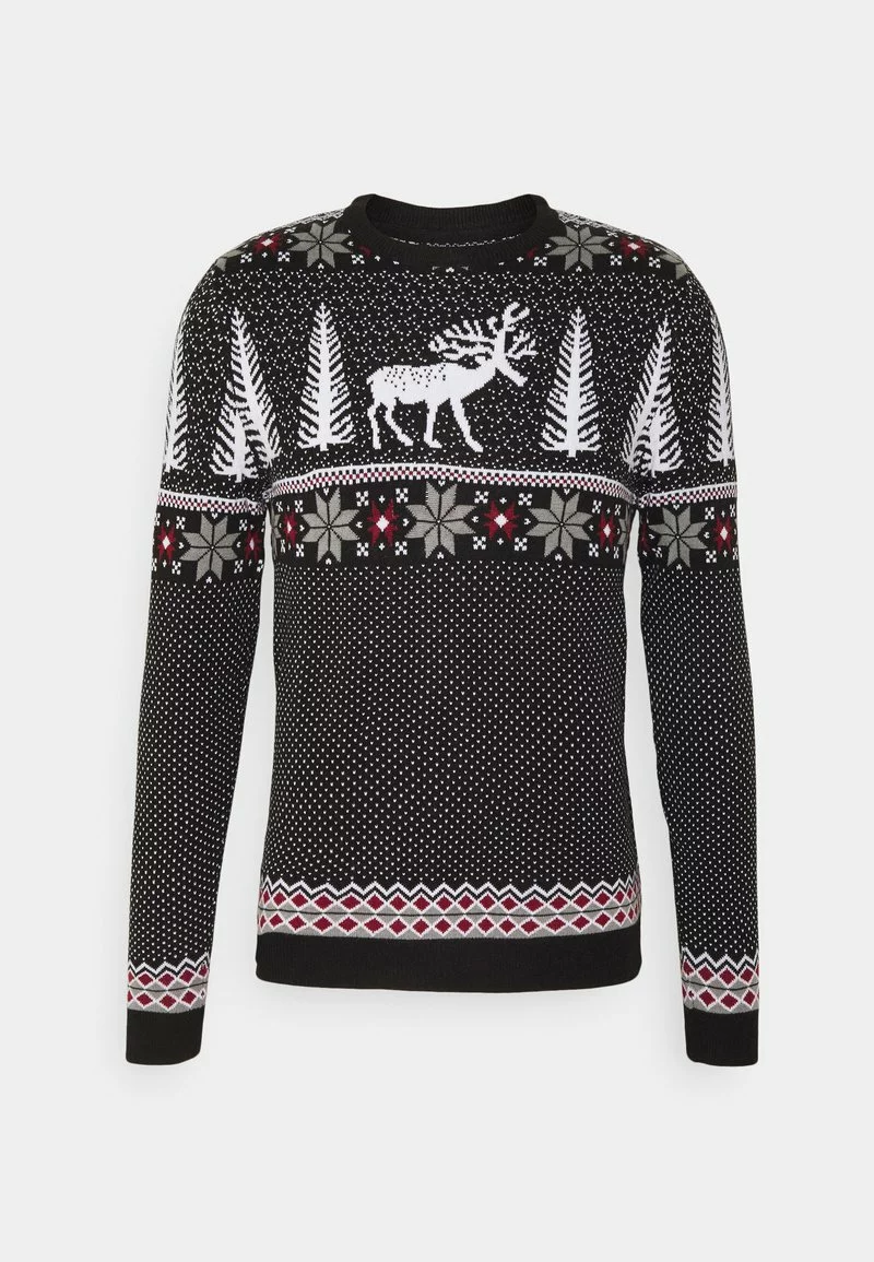 Pier One Uomo WINTERY CHRISTMAS JUMPER - Maglione - Black