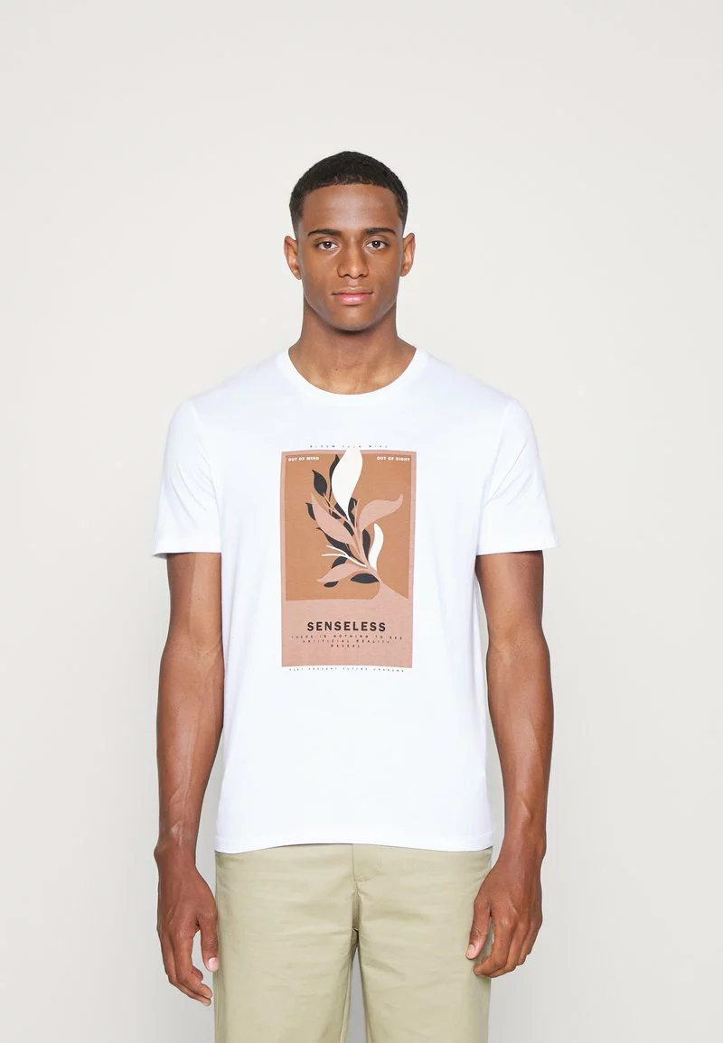 Pier One Uomo LEAF PRINT GRAPHIC T-SHIRT - T-shirt Con Stampa - White - immagine 3