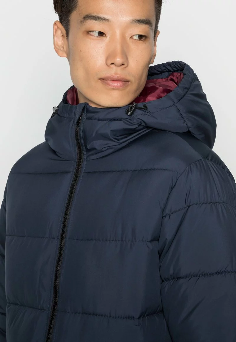 Pier One Uomo BASIC PUFFER JACKET WITH CONTRAST HOOD - Giacca Invernale - Dark Blue/bordeaux - immagine 5