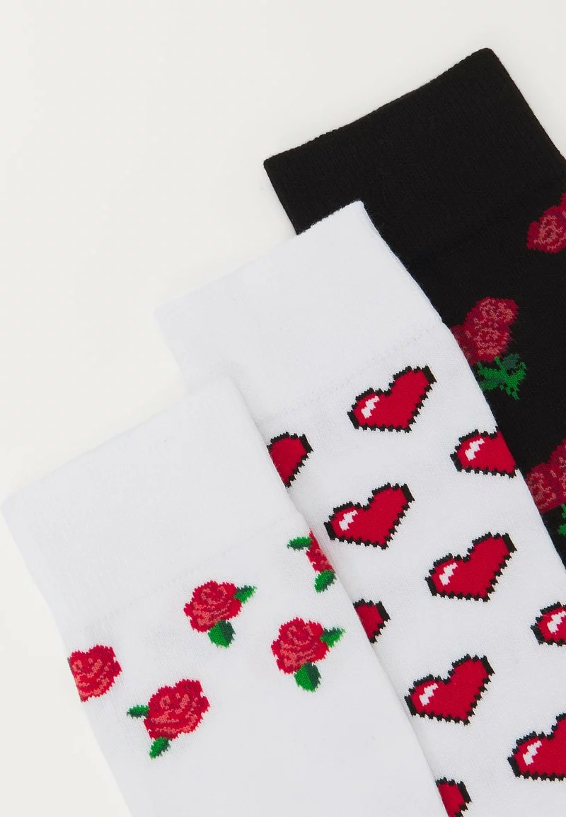 Pier One Uomo VALENTINES SOCK 3 PACK - Calze - Black/red/white - immagine 2