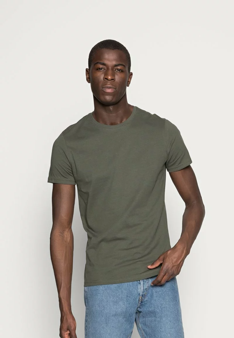 Pier One Uomo 3 PACK - T-shirt Basic - Black/grey/green - immagine 2