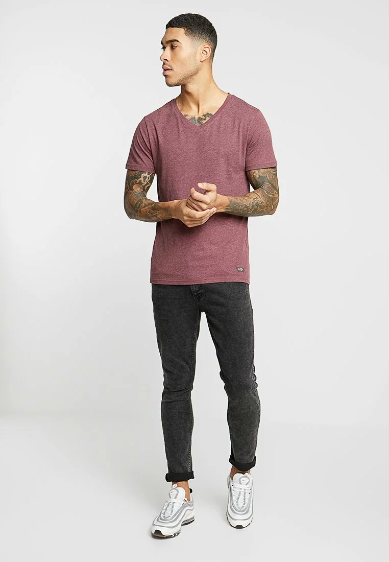 Pier One Uomo T-shirt Basic - Mottled Bordeaux - immagine 2