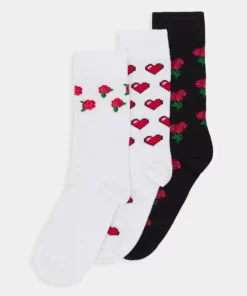 Pier One Uomo VALENTINES SOCK 3 PACK - Calze - Black/red/white