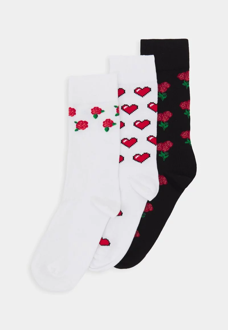 Pier One Uomo VALENTINES SOCK 3 PACK - Calze - Black/red/white