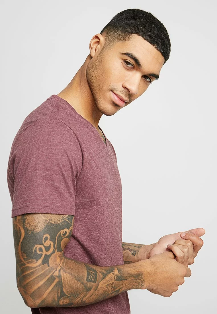 Pier One Uomo T-shirt Basic - Mottled Bordeaux - immagine 4