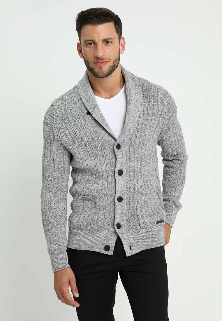 Pier One Uomo Cardigan - Mottled Dark Grey