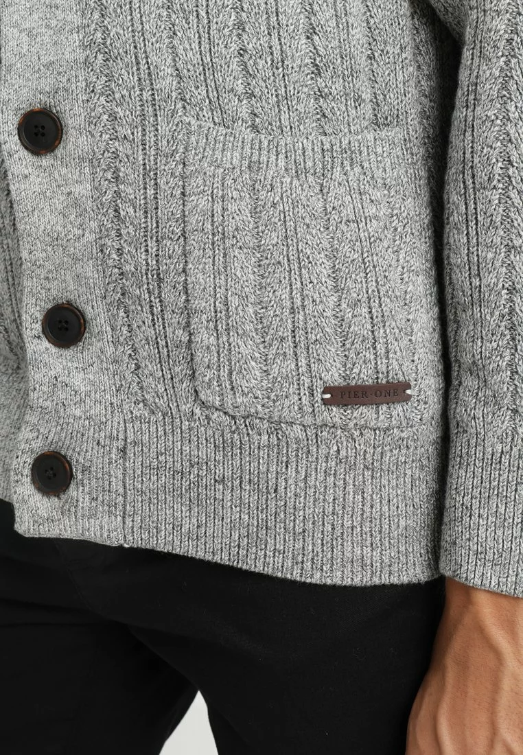 Pier One Uomo Cardigan - Mottled Dark Grey - immagine 7