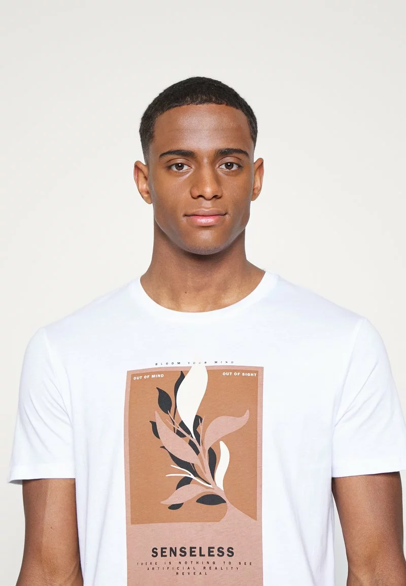 Pier One Uomo LEAF PRINT GRAPHIC T-SHIRT - T-shirt Con Stampa - White - immagine 6