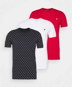 Pier One Uomo 3 PACK - T-shirt Con Stampa - White/dark Blue/red