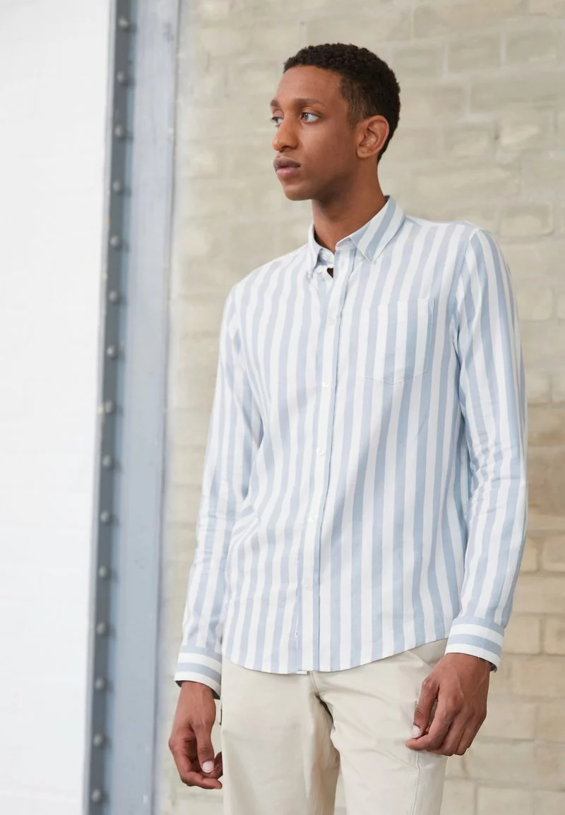 Pier One Uomo Camicia - Light Blue/white