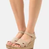 Pier One Donna LEATHER - Sandali Con Plateau - Beige