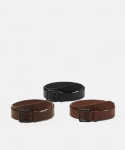 Pier One 3 PACK UNISEX - Cintura - Black/brown /cognac