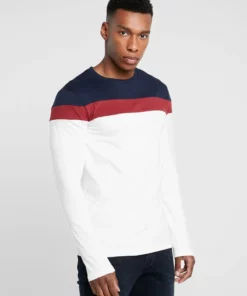 Pier One Uomo Maglietta A Manica Lunga - Offwhite/dark Blue