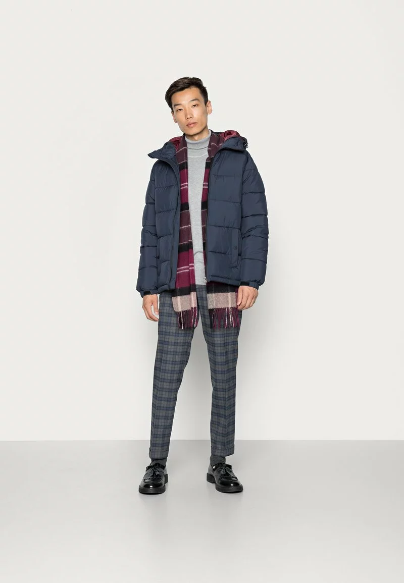 Pier One Uomo BASIC PUFFER JACKET WITH CONTRAST HOOD - Giacca Invernale - Dark Blue/bordeaux - immagine 2