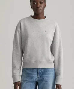 GANT Donna ICON G ESSENTIAL C-NECK - Sweatshirt - Light Grey Melange