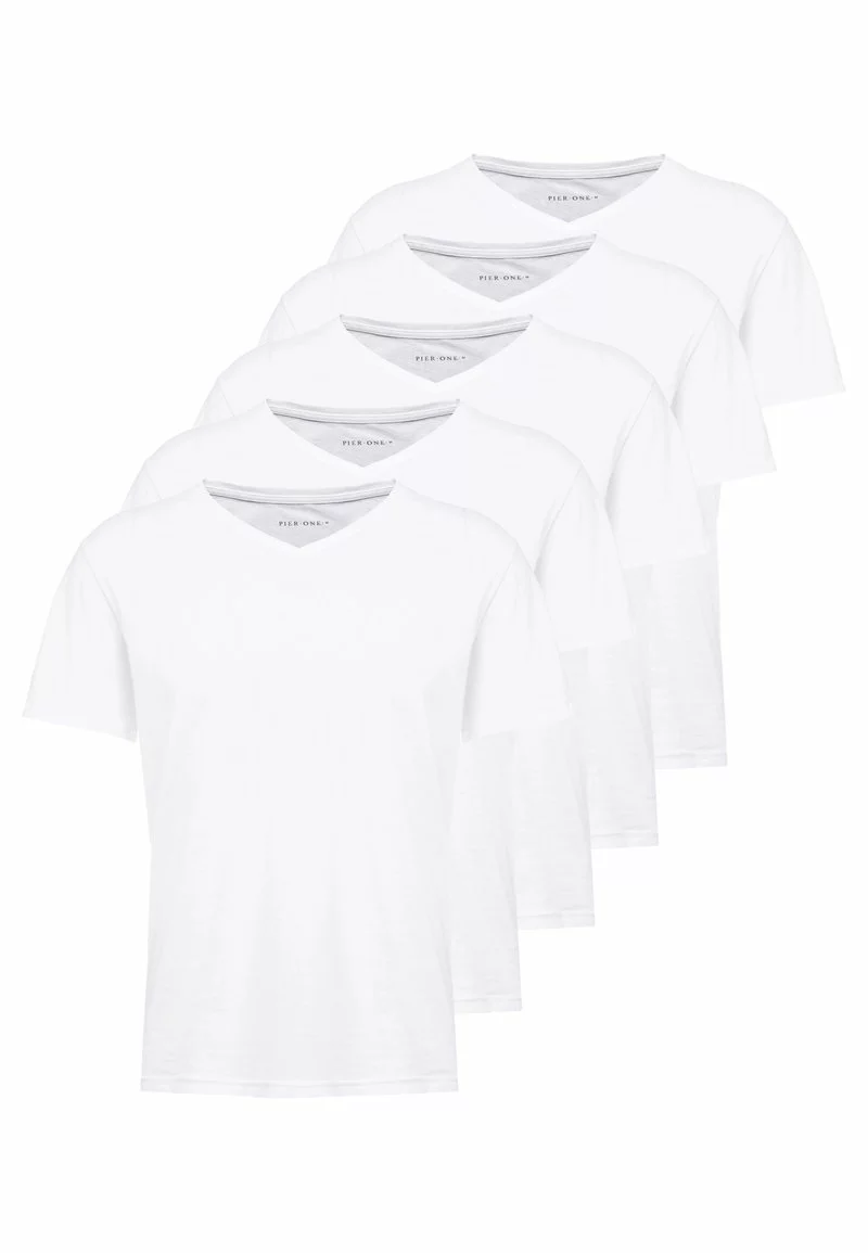 Pier One Uomo 5 PACK - T-shirt Basic - White - immagine 4