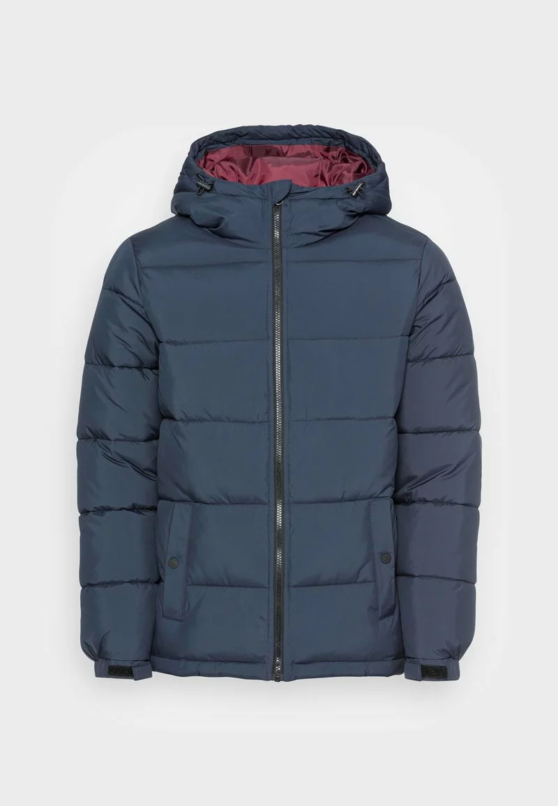 Pier One Uomo BASIC PUFFER JACKET WITH CONTRAST HOOD - Giacca Invernale - Dark Blue/bordeaux - immagine 4