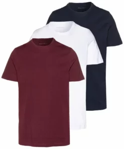 Pier One Uomo 3 PACK - T-shirt Basic - White/dark Blue/red