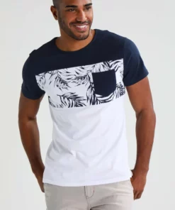 Pier One Uomo T-shirt Con Stampa - Navy/white