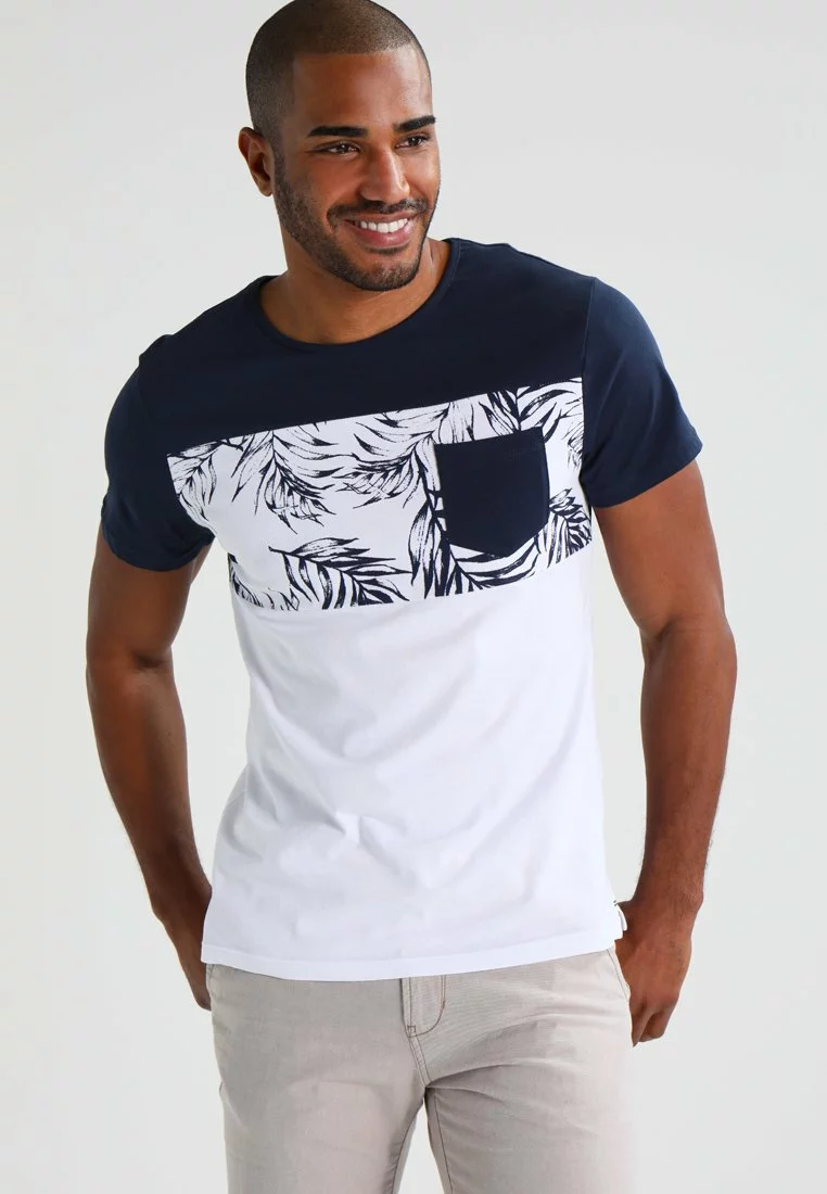 Pier One Uomo T-shirt Con Stampa - Navy/white