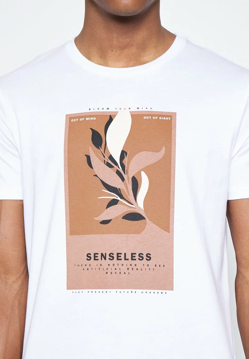 Pier One Uomo LEAF PRINT GRAPHIC T-SHIRT - T-shirt Con Stampa - White - immagine 8