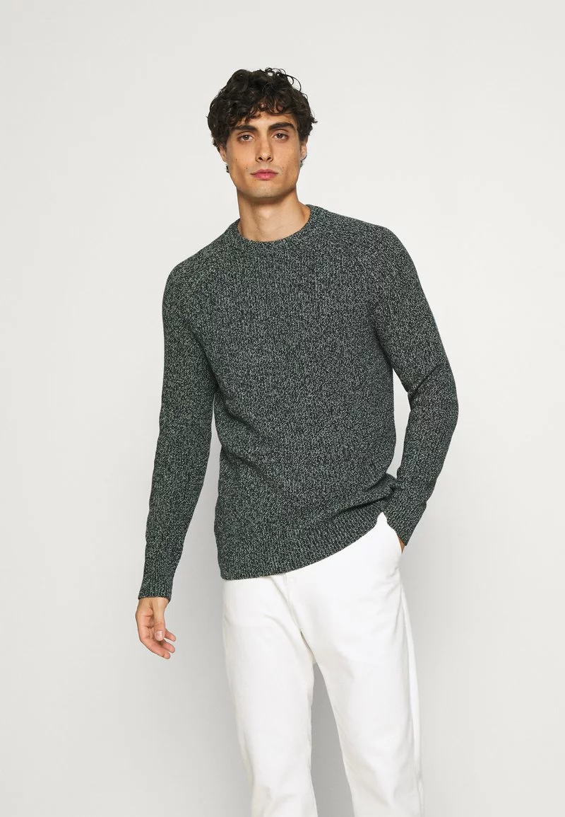 Pier One Uomo MULTICOLOUR HALF CARDIGAN JUMPER - Maglione - Dark Green