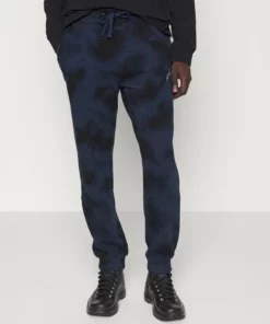 Pier One Uomo TIE DYE JOGGER - Pantaloni Sportivi - Dark Blue- Black